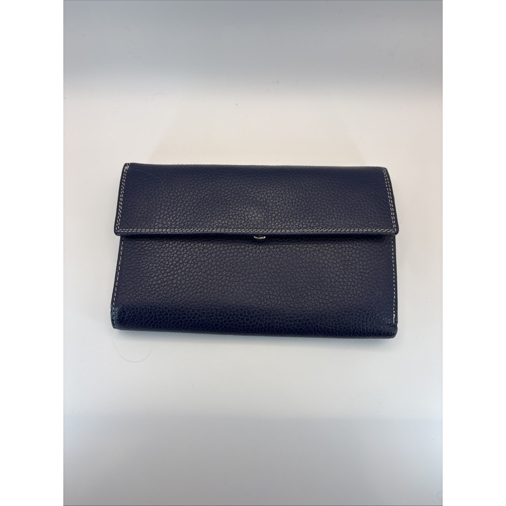 Vera Pelle Multi Colored Genuine Pebbled‎ Leather Women's Trifold Wallet Blue